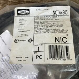 Hubbell Nano Quick R/A Female Plug Black New NCTA4205 Threaded‎